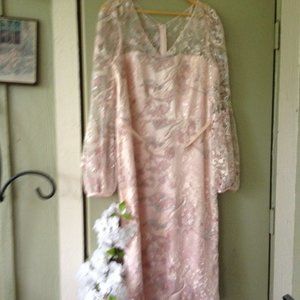 Theia beautiful midi embellish lace luxury pink formal event party dress 16 NWT
